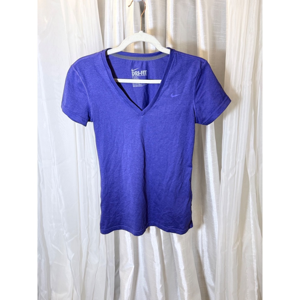 Nike Dri-FIT V-Neck Tee Womens XS Purple Short Sleeve Performance Top